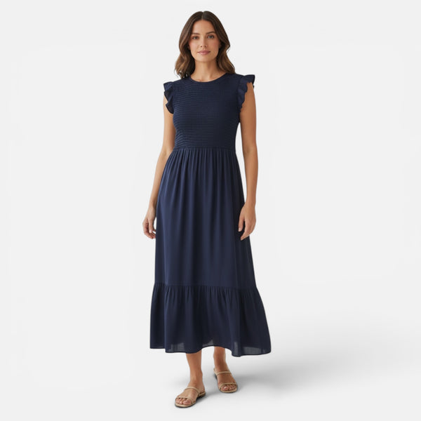 Plain Shirred Midi Dress (various colours)