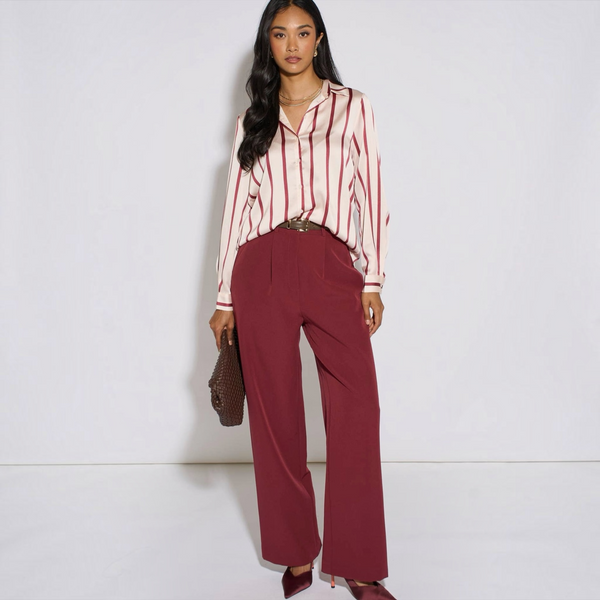 Burgundy Stripe Oversized Shirt
