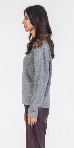 AGGEL Lurex Cut Out Knit in Silver