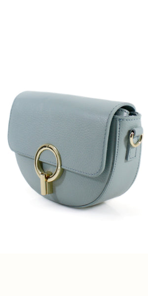 Leather Metal Clasp Crossbody