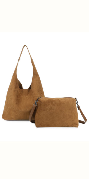 Suede Effect Hobo Bag in a Bag (various colours)