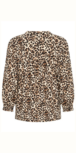 PULZ CHARLOTTE Blouse in Brown Animal Print