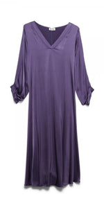 B-Yu Stretch Satin Dress in Aubergine