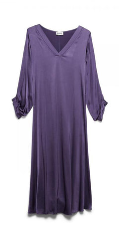 B-Yu Stretch Satin Dress in Aubergine