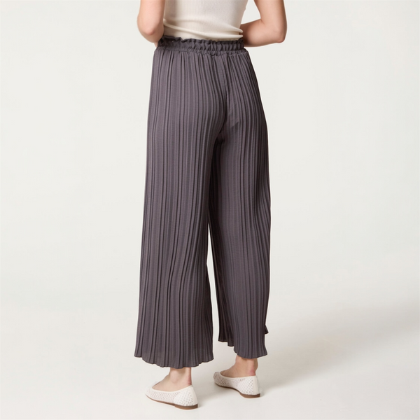Wide Leg Plisse Trousers in Charcoal - TheSecretCloset.Boutique
