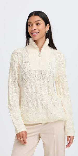 b young OTINKA Cable Knit in Marshmallow