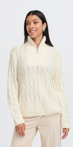 b young OTINKA Cable Knit in Marshmallow