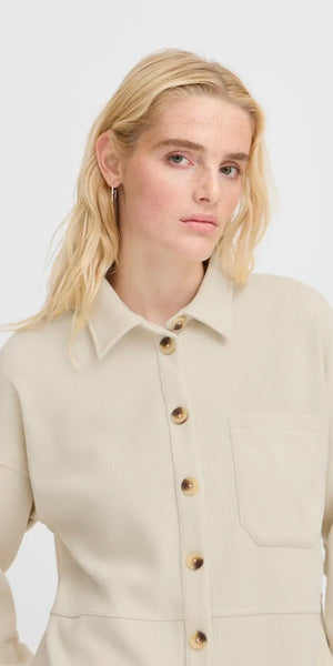 ICHI KATE Corduroy Shirt in Almond Milk