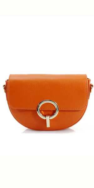 Leather Metal Clasp Crossbody