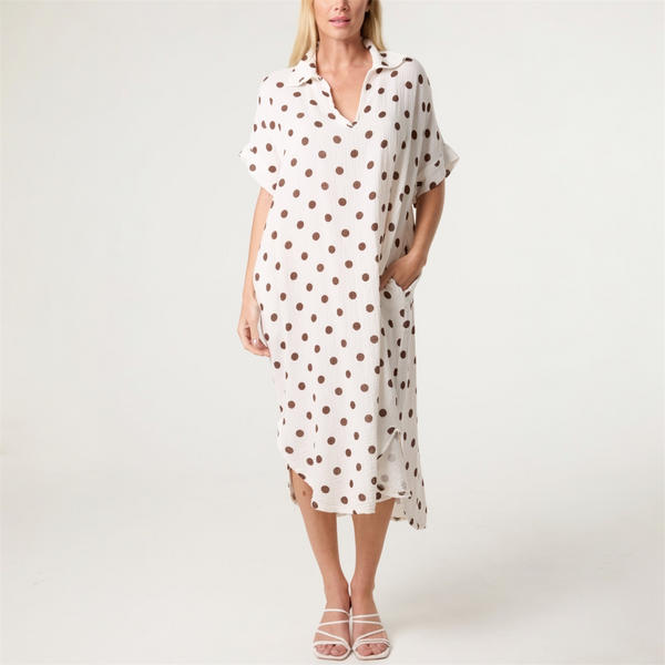 Cotton Polka Dot Collared Dress (various colours) - TheSecretCloset.Boutique