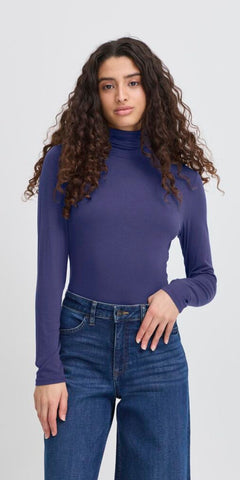 ICHI PHILUCA Long Sleeve Top in Patriot Blue