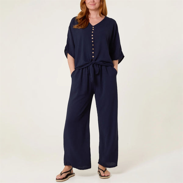 Button Up Tie Front Top & Trousers Set (various colours) - TheSecretCloset.Boutique