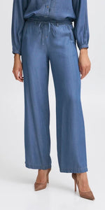 b young KOSMO Wide Pants in Mid Blue Denim