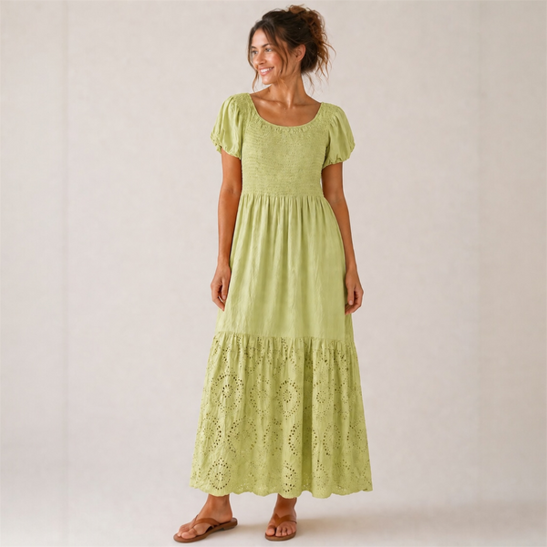 Cotton Broderie Hem Dress - TheSecretCloset.Boutique