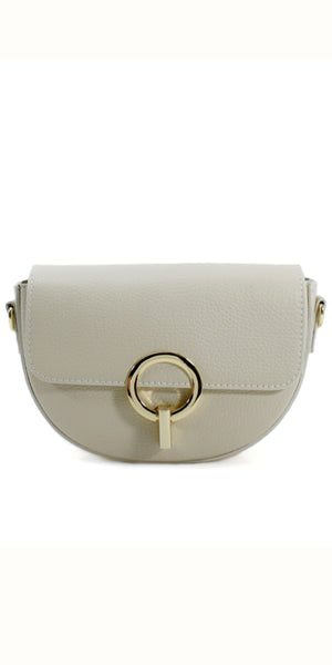 Leather Metal Clasp Crossbody