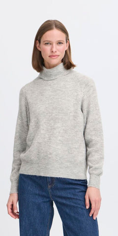 b young MONNA Roll Neck in Mid Grey Melange