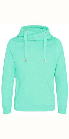 Cosy Cross Neck Hoodie in Peppermint