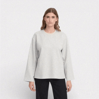 ICHI COZY Long Sleeve Top in Light Grey Melange
