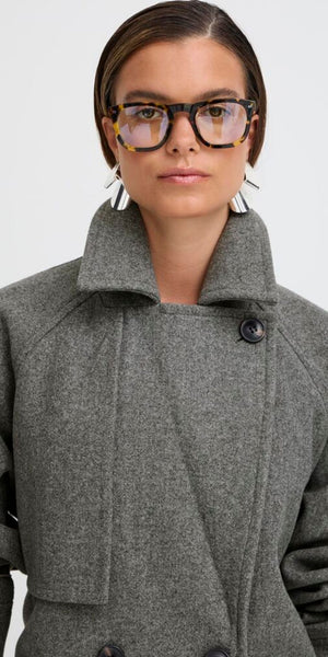 b young CILIA Coat in Mid Grey Melange