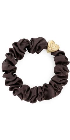 By Eloise Gold Heart on Mocha Silk Scrunchie