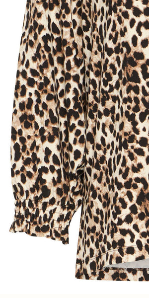 PULZ CHARLOTTE Blouse in Brown Animal Print