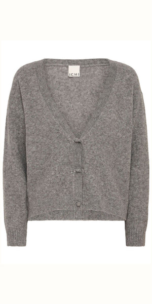 ICHI DASILA Cardigan in Dark Grey Melange