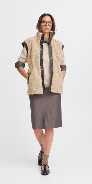 b young ANAMAJ Waistcoat in Humus Mix