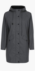 ICHI TAZI Raincoat in Gray Pinstripe