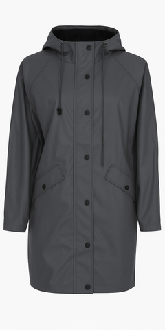 ICHI TAZI Raincoat in Gray Pinstripe