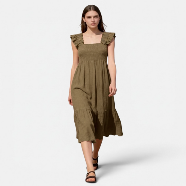 Square Neck Shirred Dress (various colours)