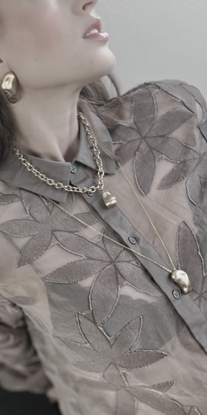 DANSK COURAGE Waterproof Adjustable Brushed Organic Necklace in Gold