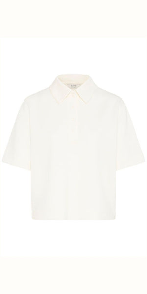 b young PUSTI Short Sleeve Polo in Marshmallow