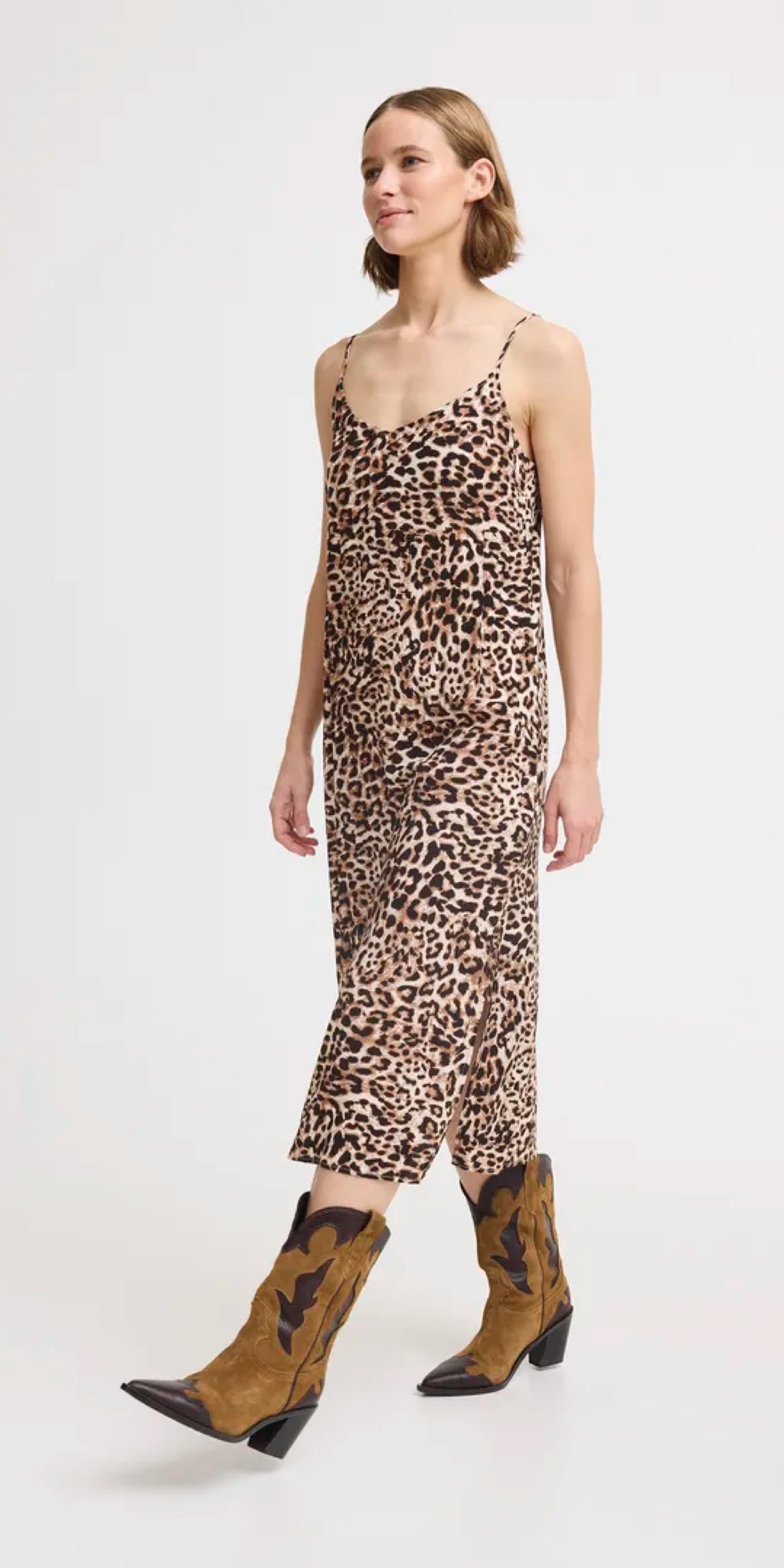 b young JOELLA Slip Dress in Birch Leopard