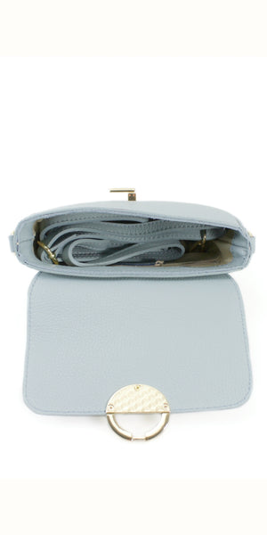 Leather Metal Clasp Crossbody