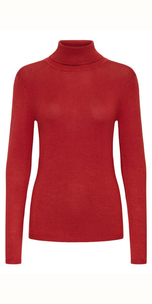 ICHI MAFA Roll Neck in Red Dahlia