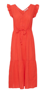 b young LANIE MIDI Dress in Flame Scarlett