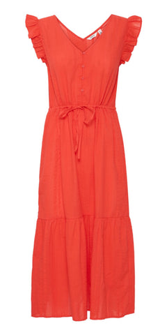 b young LANIE MIDI Dress in Flame Scarlett