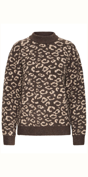 PULZ ARTHA Pullover in Brown Animal