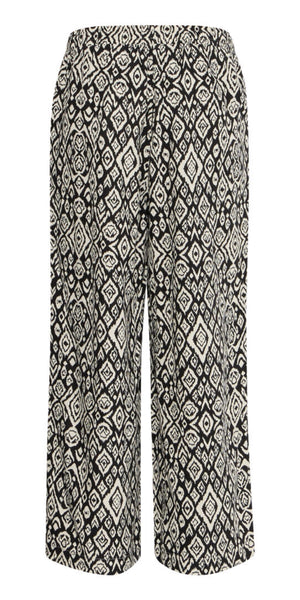ICHI LINNO Pants in Black Diamond Ikat
