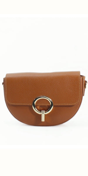 Leather Metal Clasp Crossbody