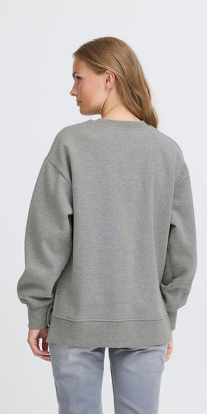 ICHI OLINNE Sweater in Grey Melange