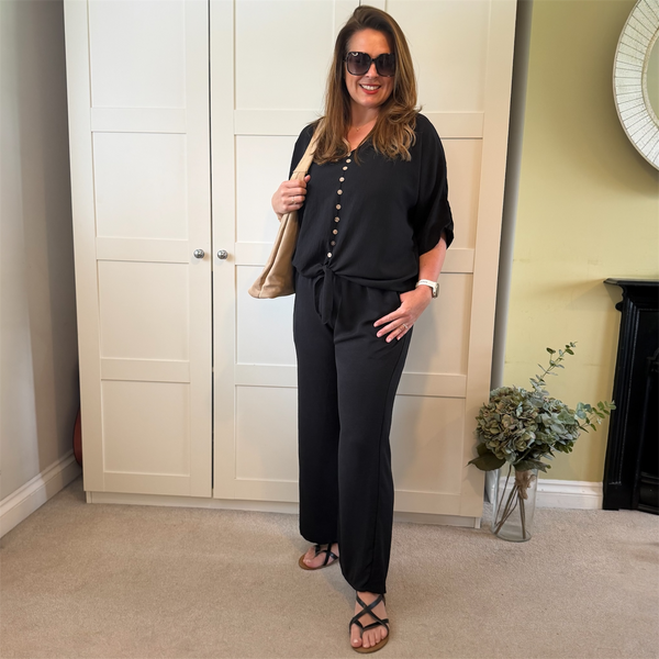 Button Up Tie Front Top & Trousers Set (various colours) - TheSecretCloset.Boutique