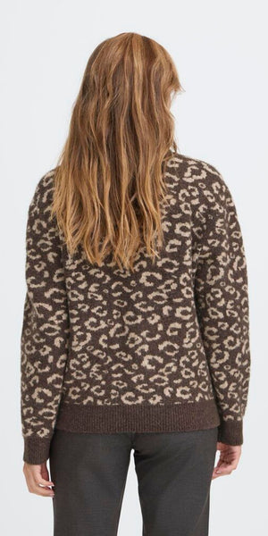 PULZ ARTHA Pullover in Brown Animal