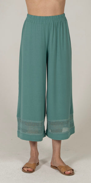 AGGEL Jersey Cropped Pants in Teal