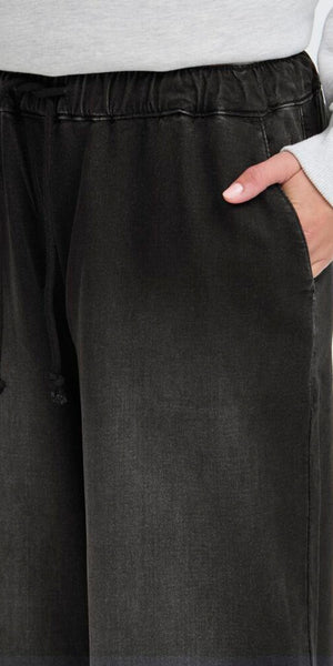 PULZ RAVEN High Waist Pants in Black Denim
