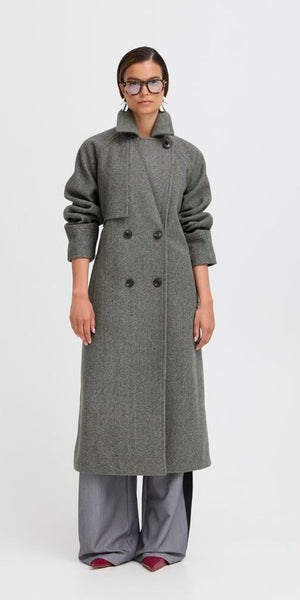 b young CILIA Coat in Mid Grey Melange