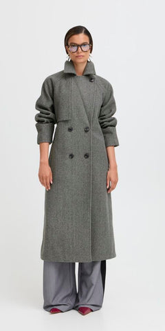 b young CILIA Coat in Mid Grey Melange