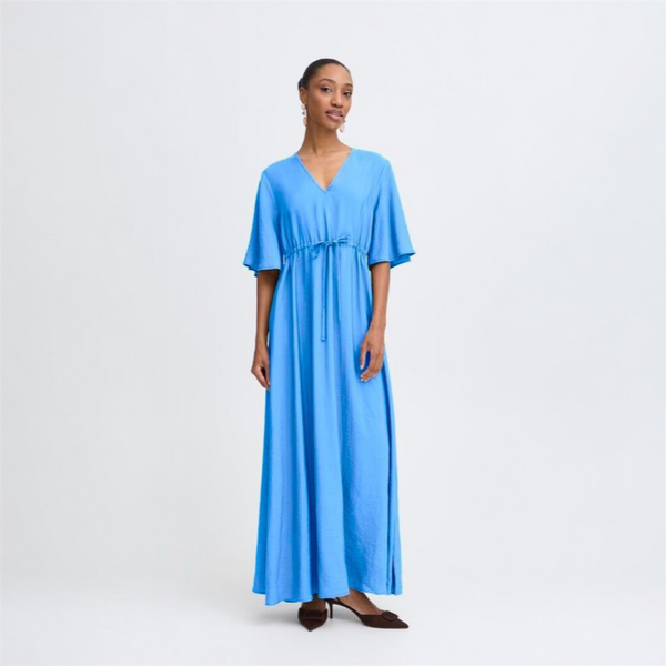 b young HAILEY V Neck Maxi Dress in Palace Blue - TheSecretCloset.Boutique