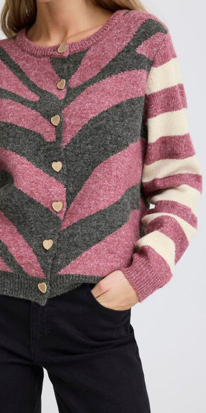 ICHI LIVONI Cardigan in Maroon
