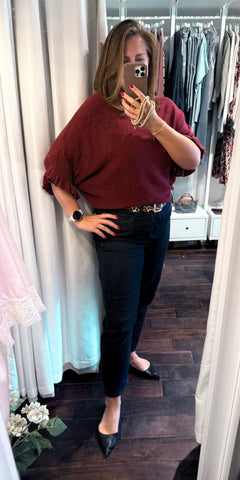 Frill Sleeve Soft Knit